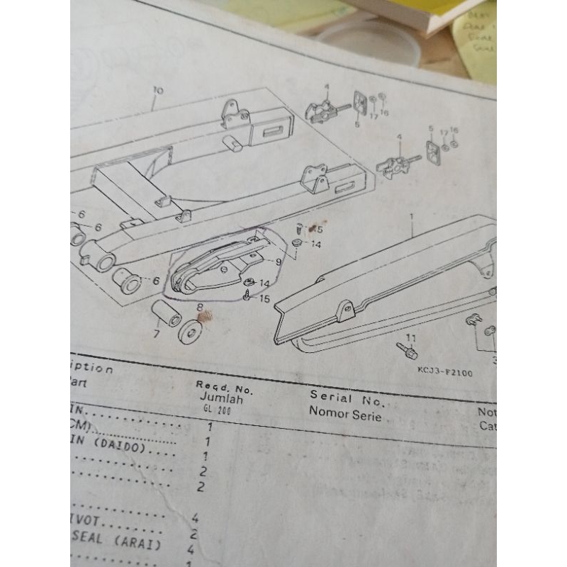Slider,Chain/KaretTahananRantaiRoda Honda Tiger,TigerRevo asli AHM kode 52171-KCJ-690