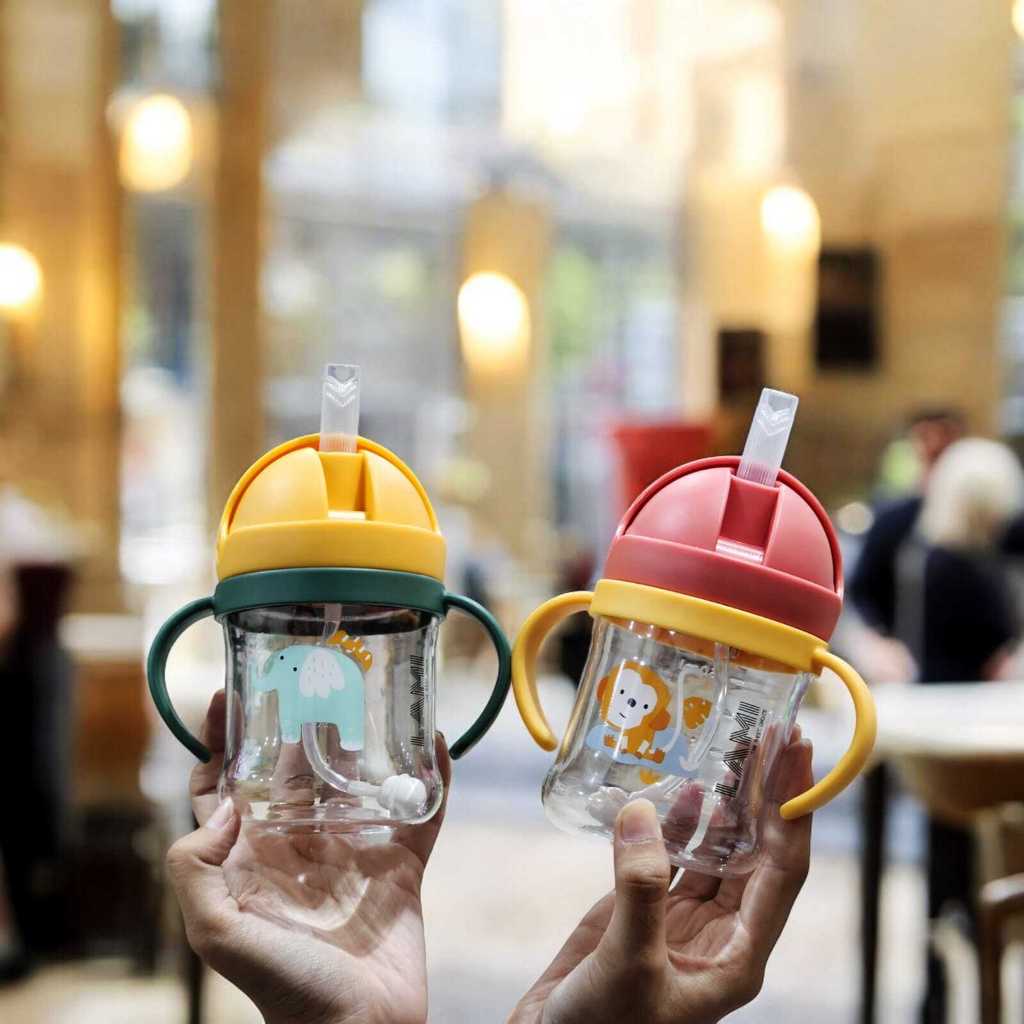 Botol Minum Anak Viral 280ML Botol Air Minum Anak Bayi Karakter Hewan Gelas Anak Balita Training Cup