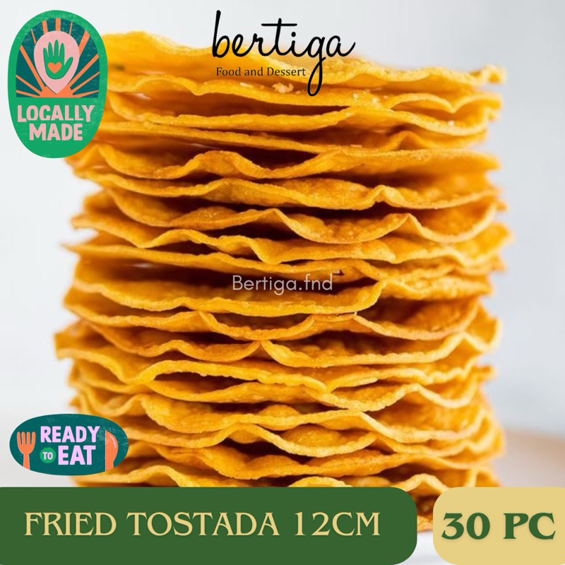 

FRIED Yellow Corn Tostadas 12cm / Crispy Tostada / Tostada Shells / isi 30 pcs / pack - LOCAL (Ready to Eat)