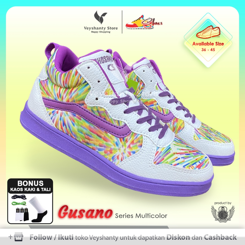 [VEYSHANTY] Sepatu Pria Wanita CS Gusano Premium Quality - Warna Multicolor Ungu | Casual | Sport | 