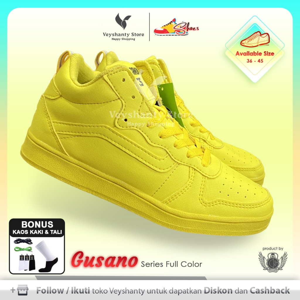[VEYSHANTY] Sepatu Pria Wanita CS Gusano Premium Quality - Warna Full Kuning | Casual | Sport | Fash