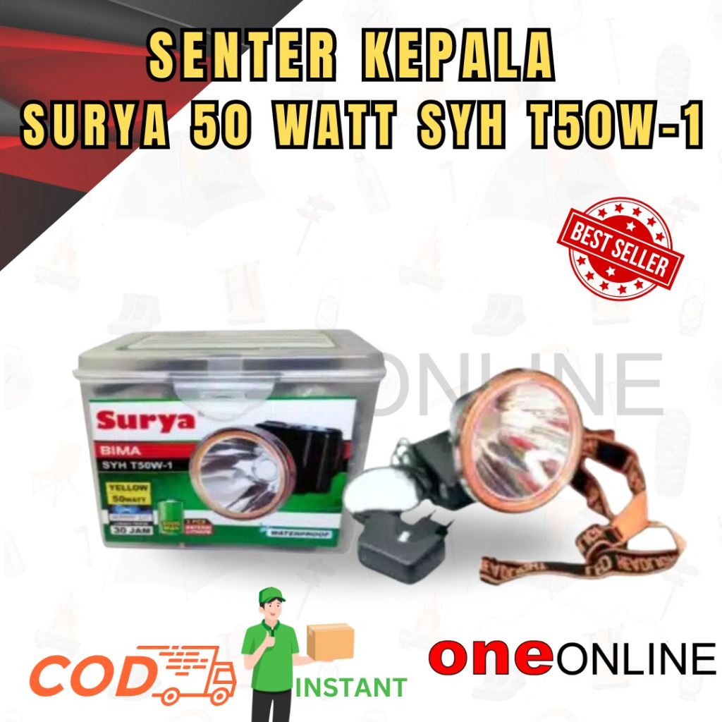 headlam head lamp outdoor - Senter Kepala Surya 50 WATT SYH T50W-1 Cahaya Putih Waterproof Headlam