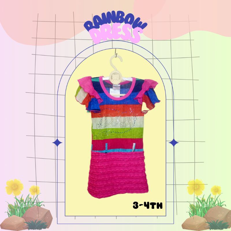 BAJU ANAK EX RAMAYANA MALL DRESS RAINBOW