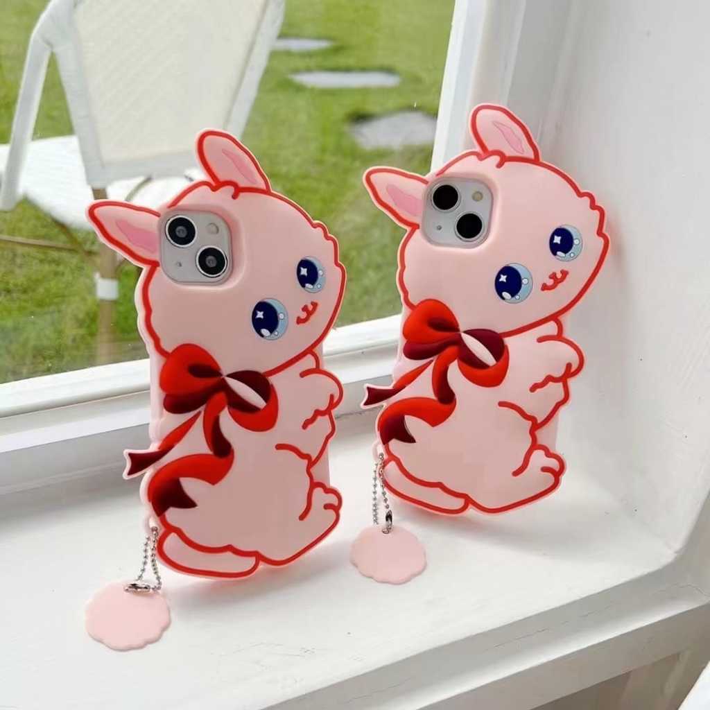 Case silikon boneka 3d bunny pink for Iphone 11/Iphone xr,11 promax, Iphone12/12pro,13,13promax,14,1