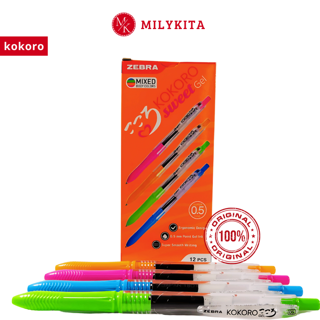 

Kokoro Pen Sweet Pulpen Zebra Satuan Tinta Gel 0.5 Hitam Casing Warna