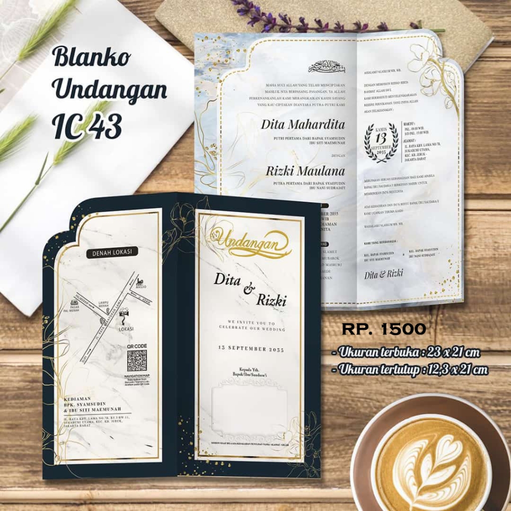 Cetak Undangan Blangko Pernikahan terjangkau IC 43