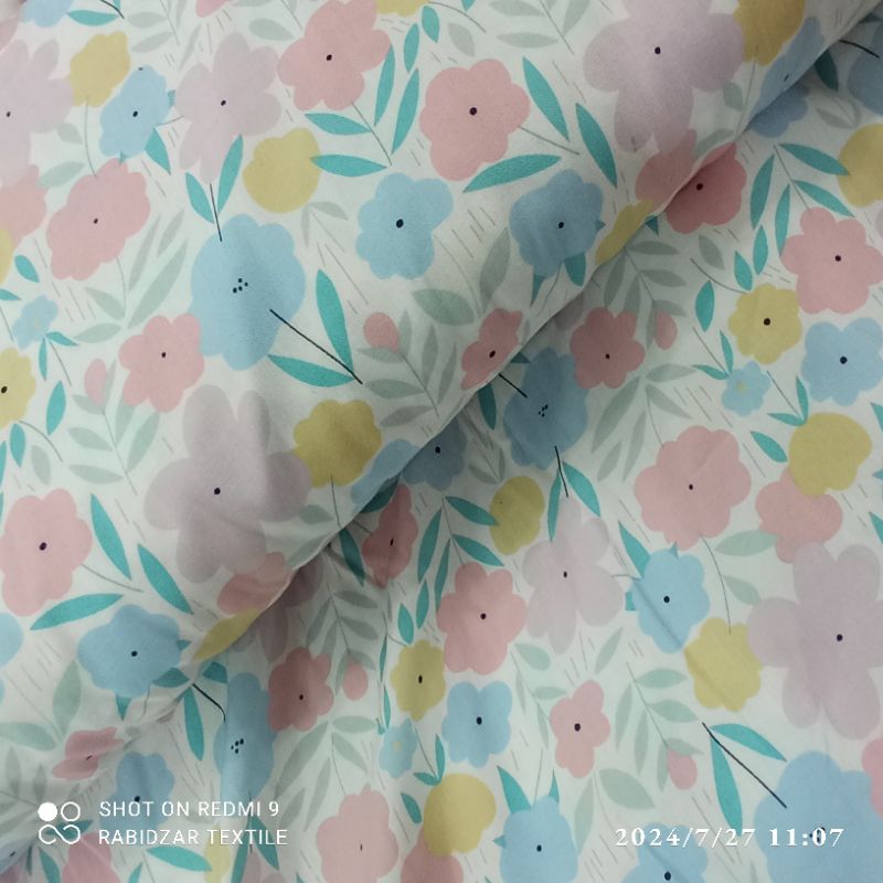 KAIN KATUN RAYON PREMIUM GARMENT MOTIF bunga pink tsc