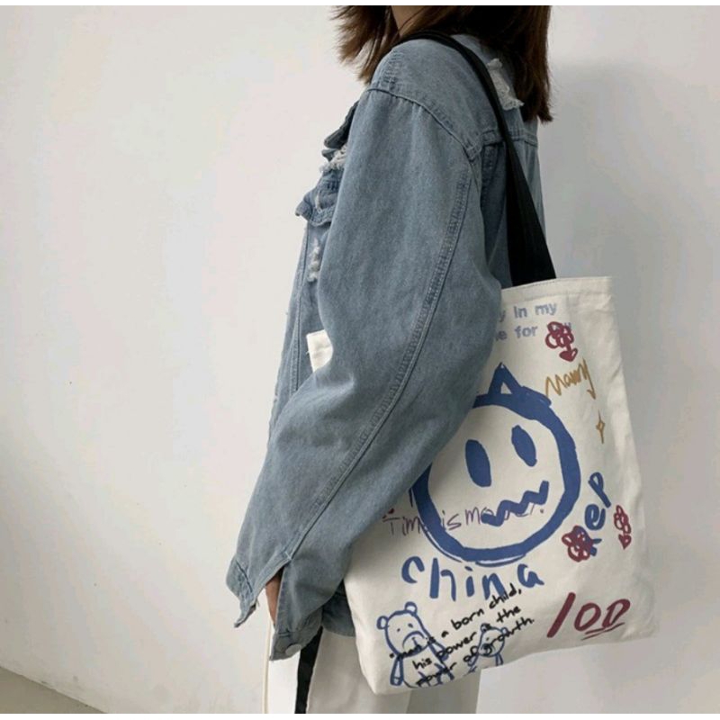 Totebag Lucu Motif China / tas totebag / tas sekolah / tas belanja / tas Korean / tas murah