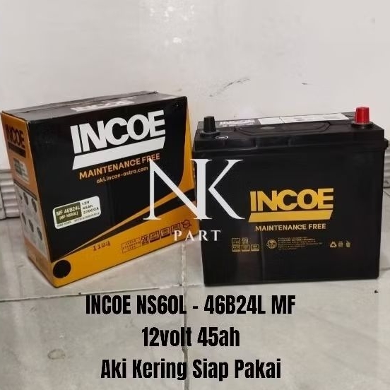 Aki Kering Mobil Suzuki Ertiga, Baleno, Aerio Accu INCOE NS60L MF 45Ah