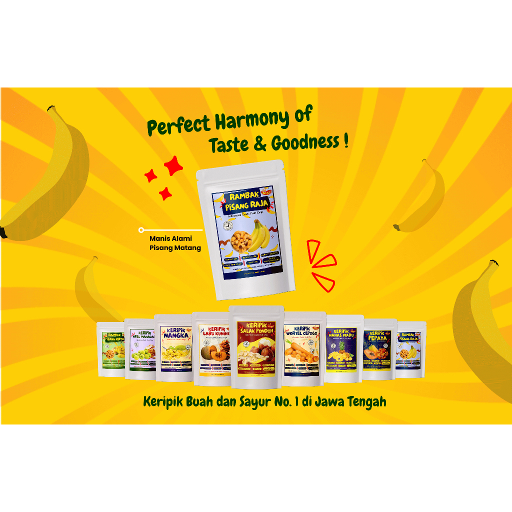 

JAVACHIPS - KERIPIK BUAH ANEKA RASA DENGAN METODE VACUUM FRYING, TANPA PENGAWET, PEWARNA, PEMANIS, NUTRISI TETAP TERJAGA-KERIPIK BUAH TO GO - SMALL SIZE (Cocok untuk bekal anak sekolah / kerja)