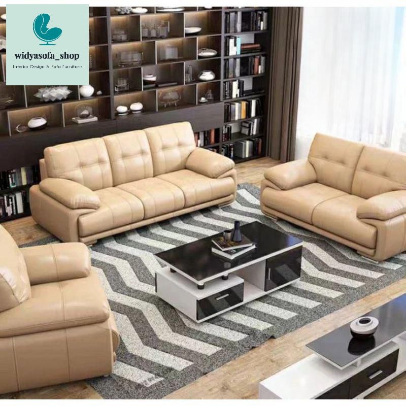 Sofa 321 Kulit Minimalis Sofa Ruang Tamu + Meja Tamu