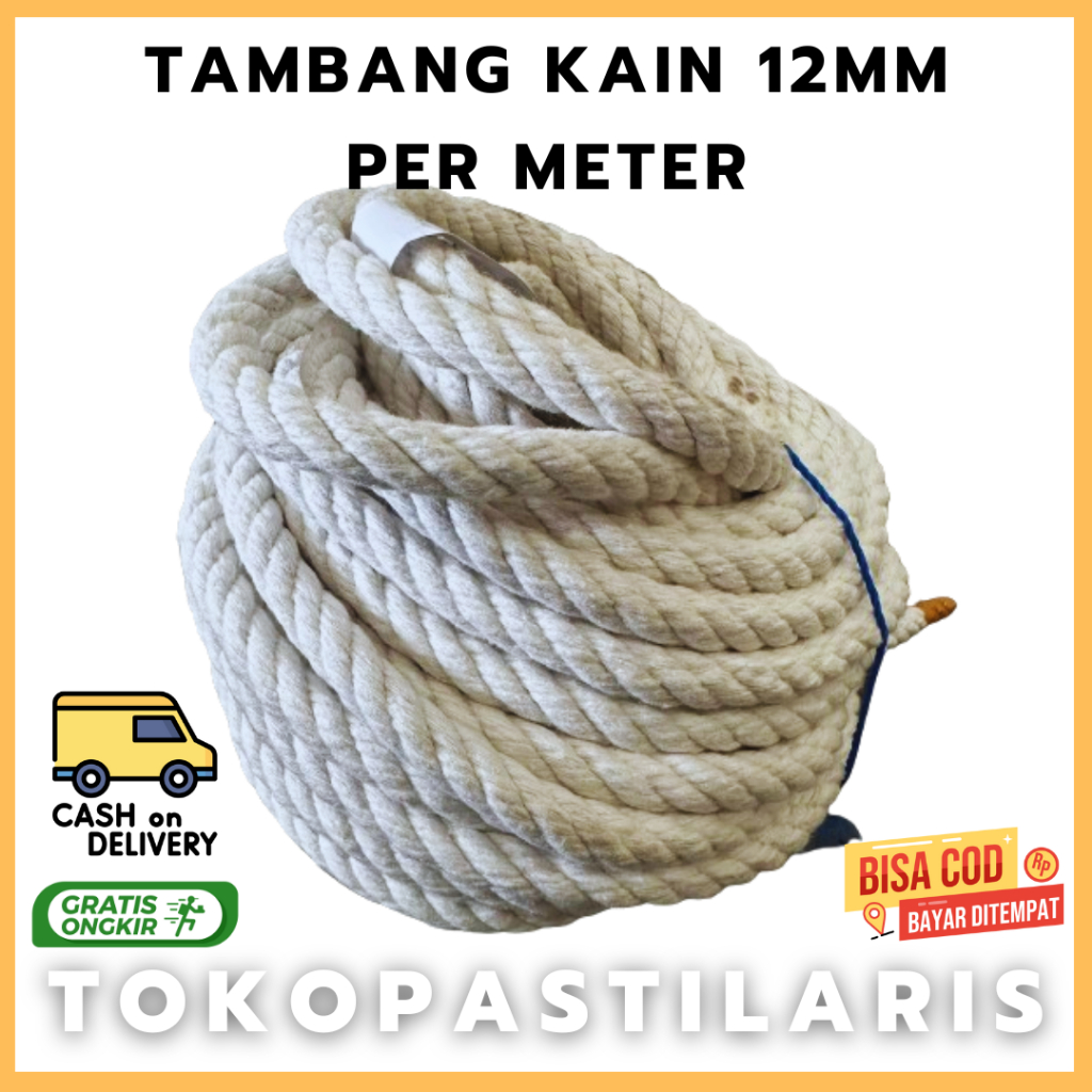 TALI TAMBANG 12MM KAIN(ECERAN) TALI 12MM / TAMPAR 12MM / TAMBANG MOBIL / TALI TRUK 12MM