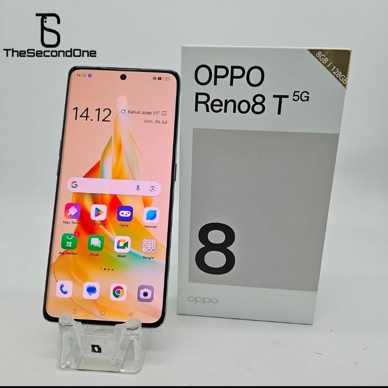 OPPO RENO8 T 5G, 8 GB/256 GB, SUNRISE GOLD,BEKAS/SECOND|FREE EARPHONE
