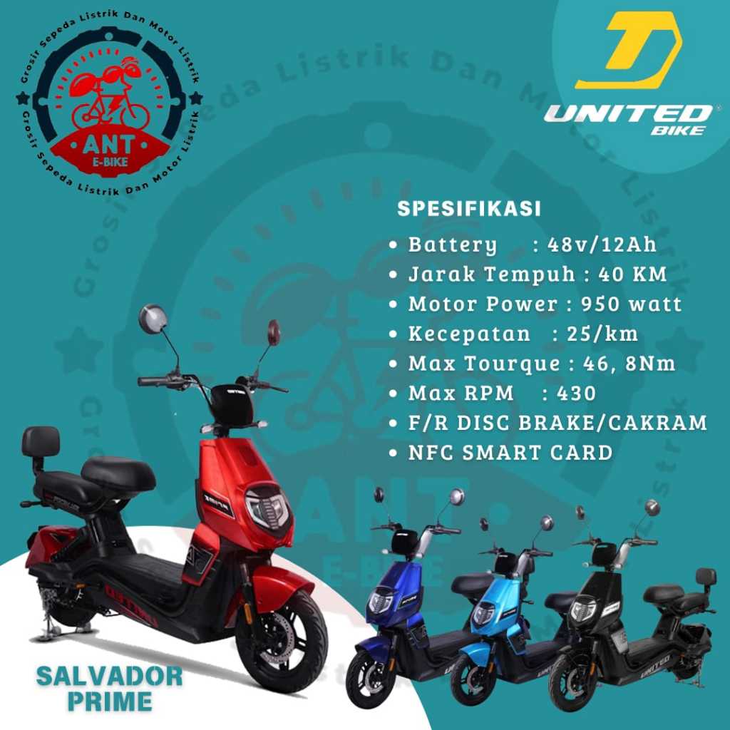 Sepeda Listrik United Salvador Prime Moped Garansi Resmi