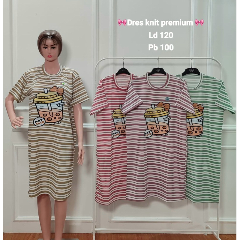 DRESS KAOS KNIT LENGAN PENDEK GAMBAR MOTIF SABLON LUCU GROSIR PGMTA TANAH ABANG MURAH ADEM MELAR