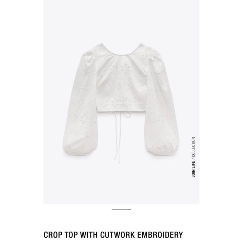 Sale Zr blouse top embroidered white/z*Ra katbol crop top/Zr* putih