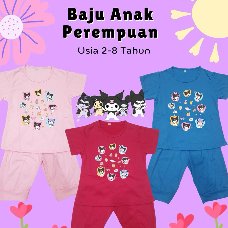 BAJU PEREMPUAN KUROMI/BAJU ANAK PEREMPUAN2-3TAHUN/STELAN VIRAL/