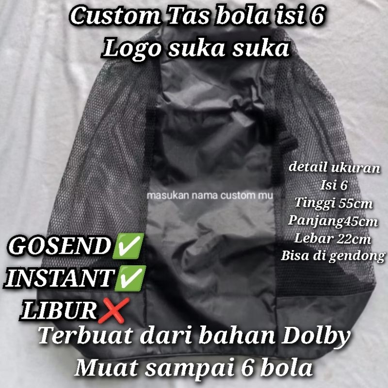 Custom Tas bola Isi 6 Ball bag gandong gendong tas bola 6 bola