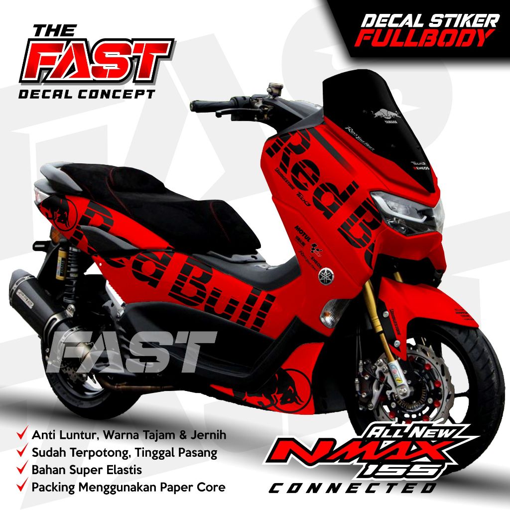 TERBARU Decal Stiker Yamaha Nmax 155 New Fullbody Racing RedBull Polos Blok Decal stiker nmax new /s