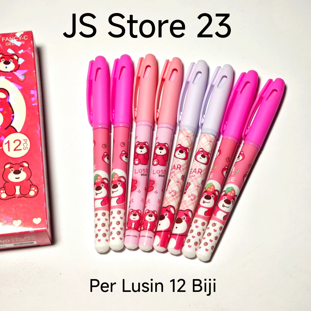 

(12 Biji) Pen Pulpen Gel Fancy Karakter Lotso / Bolpoin Bolpen Gel Fancy Karakter Teddy Bear / Bulpoin Gel Fancy