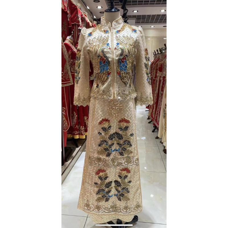 cheongsam gold premium mewah sangjit