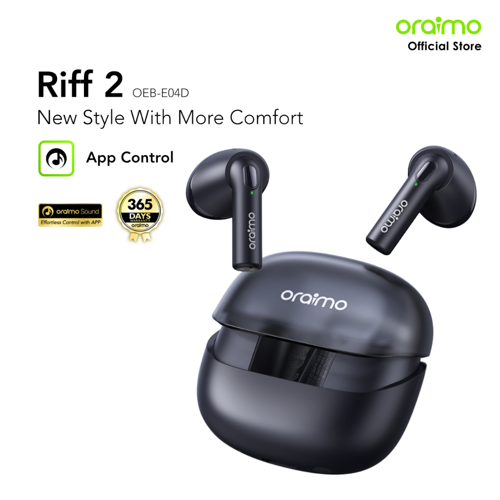 oraimo TWS Earphone Bluetooth Riff 2 Stereo Nirkabel Sesungguhnya V5.3 ENC IPX4 Headset Super Bass O