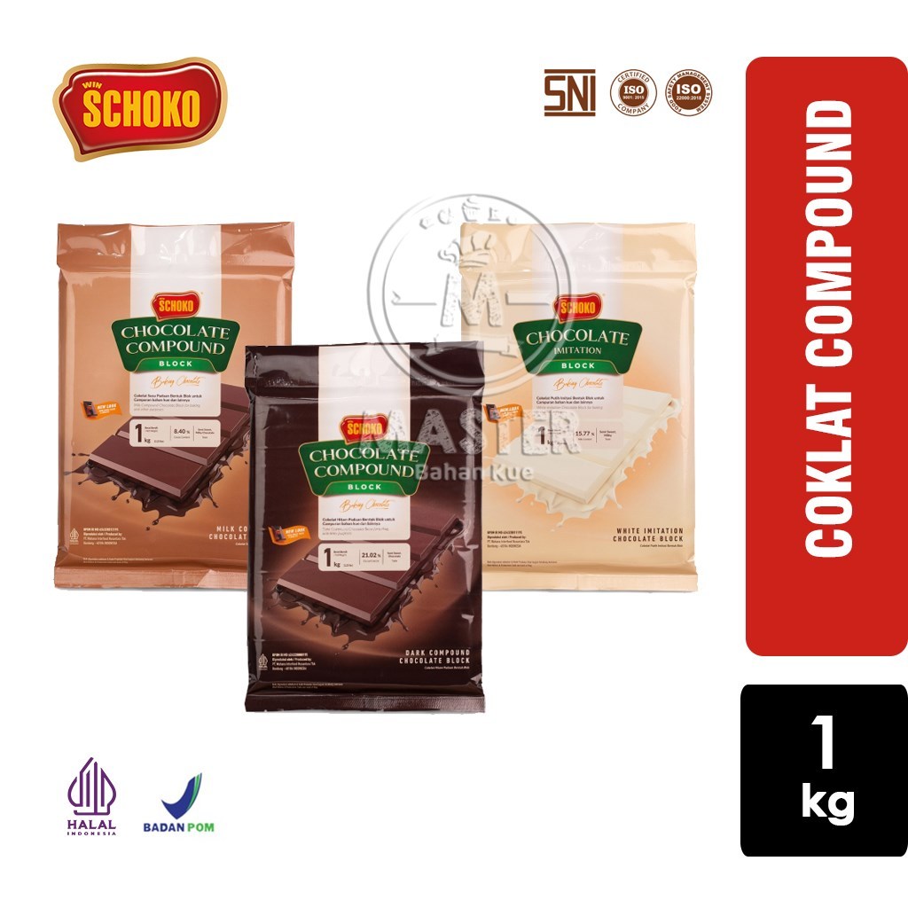 

Cokelat Batang Coklat Compound SCHOKO Premium Chocolate Block For Baking [1 kg]