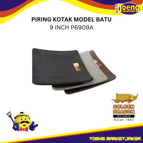 PIRING KOTAK MODEL BATU 9 INCH COKLAT/HITAM/ABU-ABU P6909A GOLDEN DRAGON