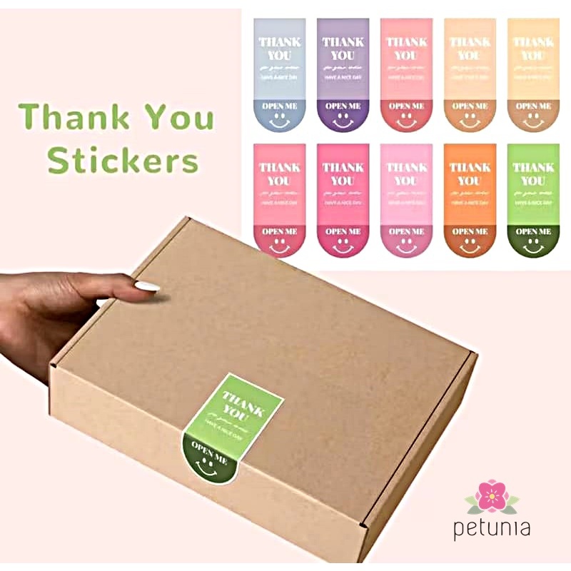 

10 pcs Stiker Label Open Me Thank You Have A Nice Day Oval