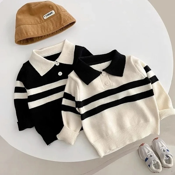 Sweater Anak Laki Laki Perempuan Atasan Rajut Berkancing Kerah Polo