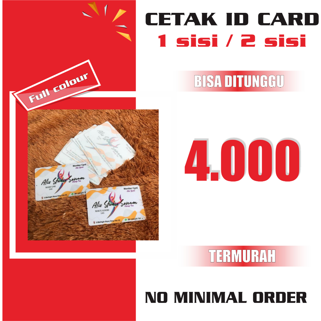 

CETAK ID PVC bahan biasa TERMURAH
