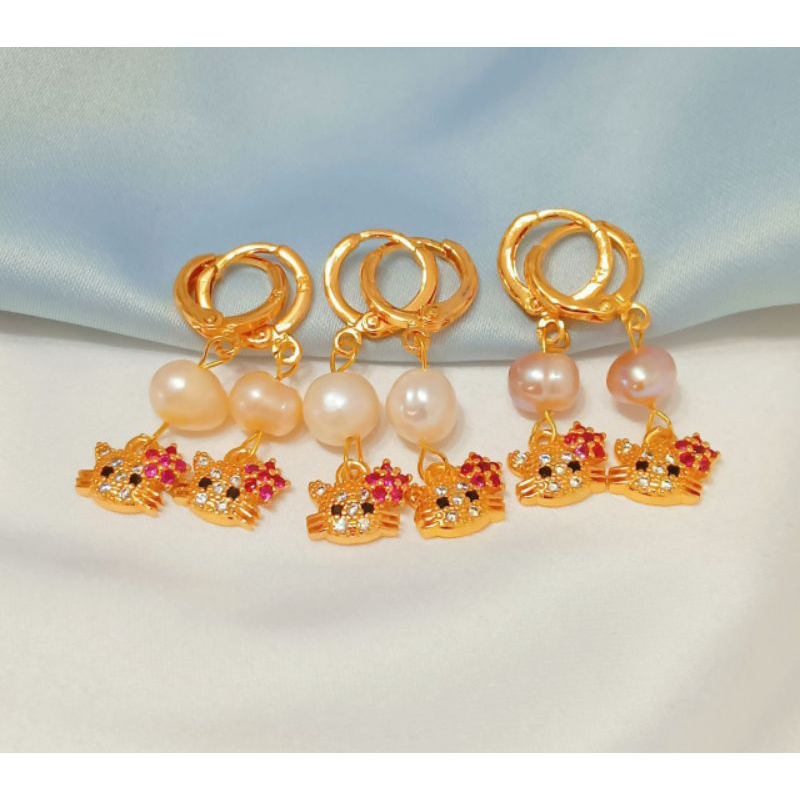 BERSERTIFIKAT ANTING ANAK MODEL KAIL MUTIARA ALAMI AIR TAWAR LOMBOK ANTING GANTUNG MUTIARA ANAK