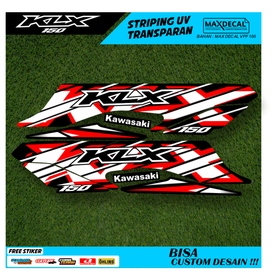 striping lis klx bf extrime 2018 original stripping klx g vinil transprant max decal biru hijau