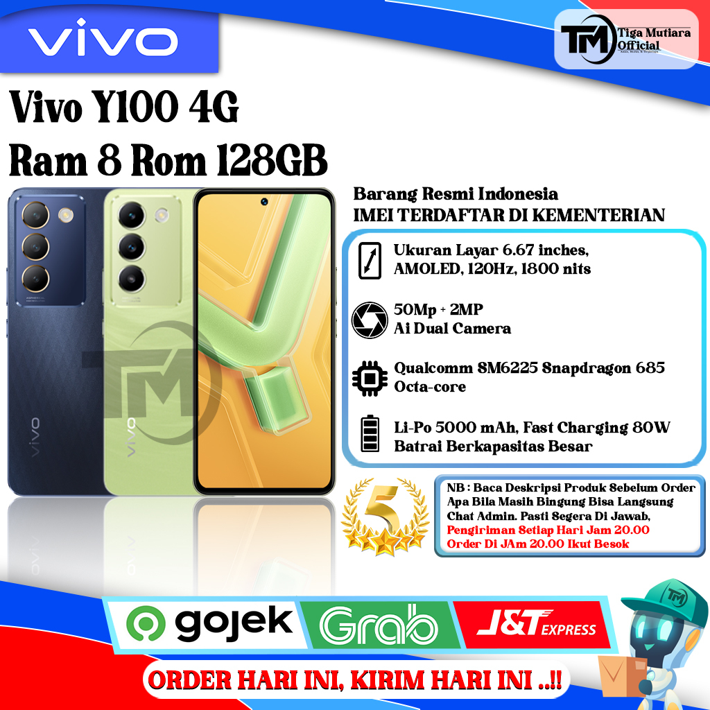 Vivo Y100 4G Ram 8/128GB | Ram 8/256GB Segel Original & Bergaransi Resmi
