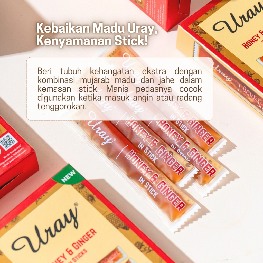 

QH Bundling 6 Madu Uray Honey & Ginger In Sticks 120gr - Madu Hutan