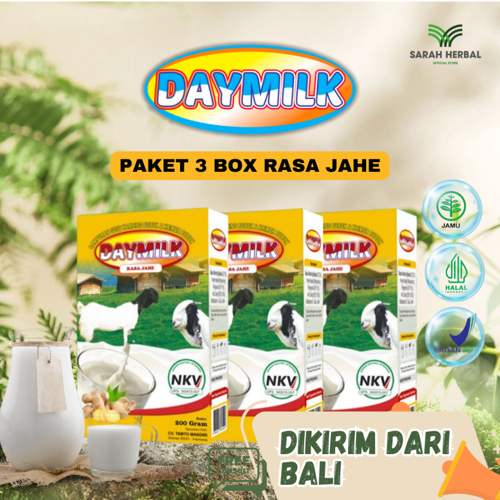 

PAKET 3 BOX DAYMILK RASA JAHE Susu Kambing Etawa Tidak Bau Prengus Membantu Menjaga Daya Tahan Tubuh dan Bantu Jaga Kesehatan Sendi dan Tulang Dikirim dari Bali