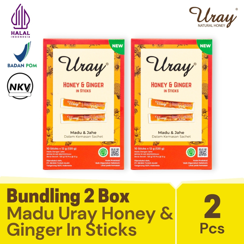 

Bundling 2 Box Madu Uray Honey & Ginger In Sticks 120gr - Madu Hutan