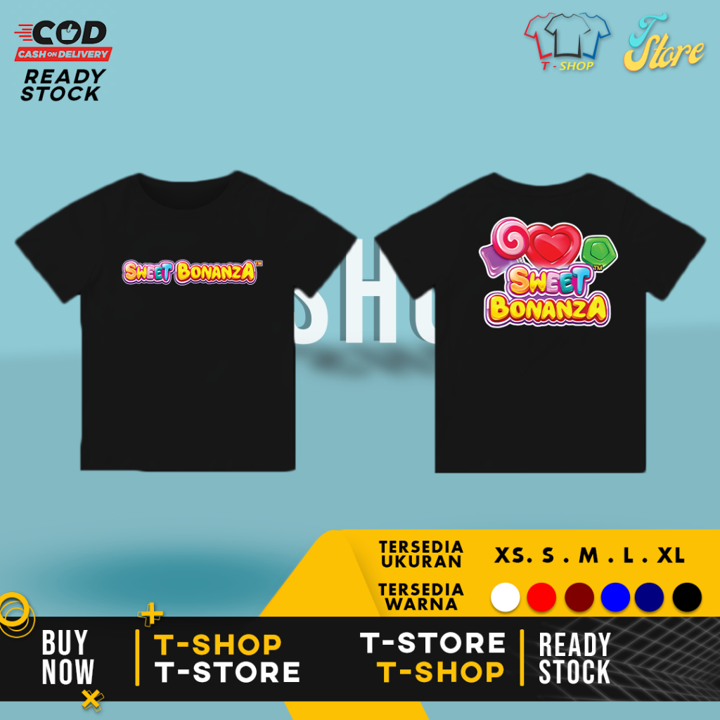 Kaos Baju Sweets Bonanza Slot | Baju Game Online | Cotton Combed 30s Lembut & Nyaman