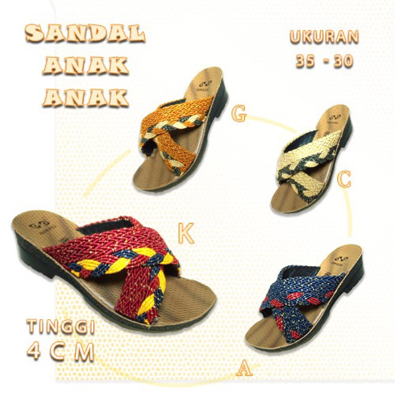 SENDAL TURKI ASISA SANDAL ANAK ANAK TINGGI 4 CM MODEL SILANG 0054/500