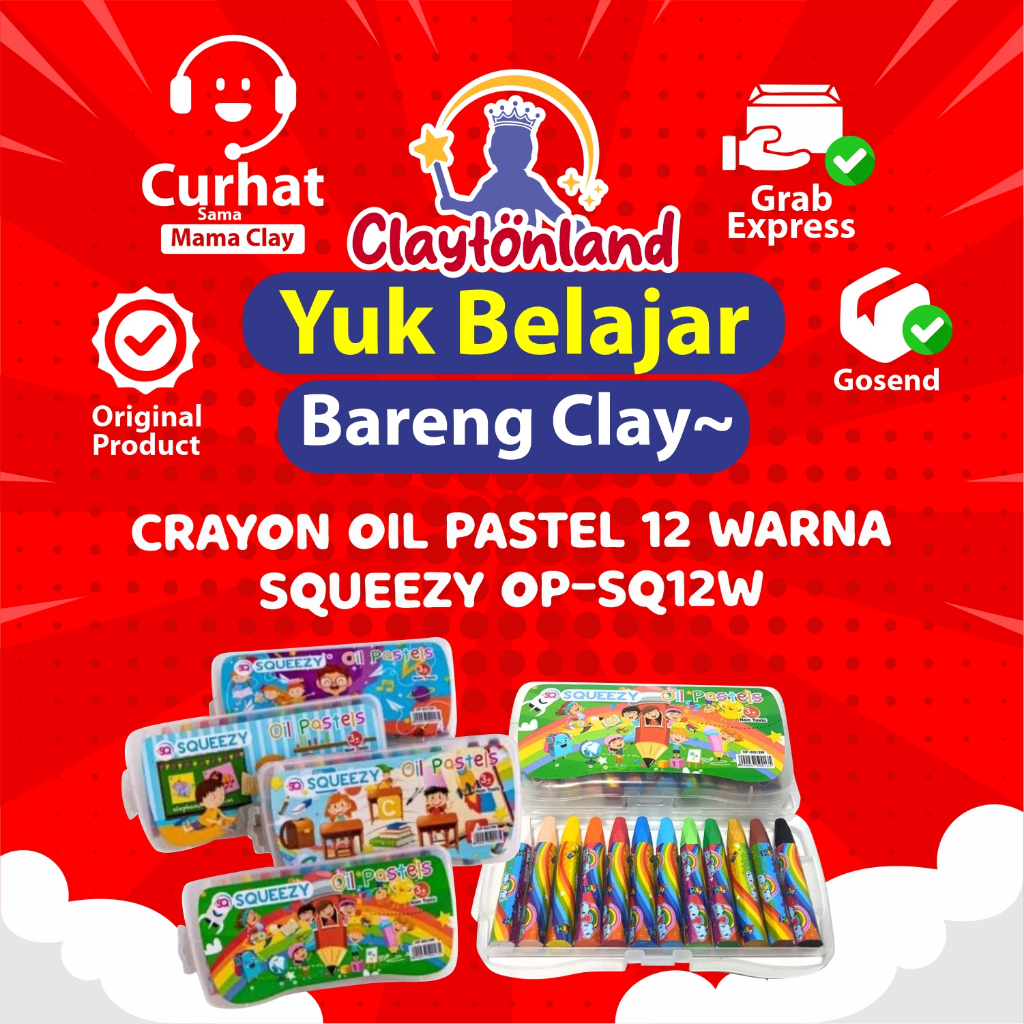 

CRAYON OIL PASTEL 12 WARNA SQUEEZY OP-SQ12W