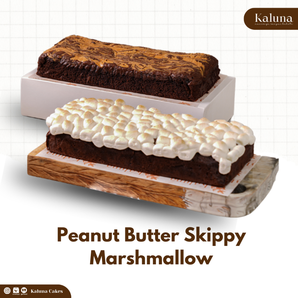 

Kaluna Cakes Kue Fudgy Brownies Bundling Peanut Butter Skippy & Marshmallow | Size 22x10