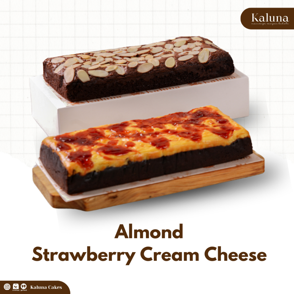 

Kaluna Cakes Fudgy Brownies Size 22x10 - Bundling Almond & Strawberry Cream Cheese