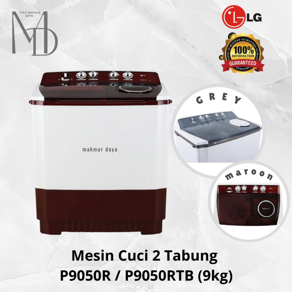 Mesin Cuci LG 2 Tabung P9050R / P9050RTB 9kg twin Tube P 9050 R / P 9050RTB