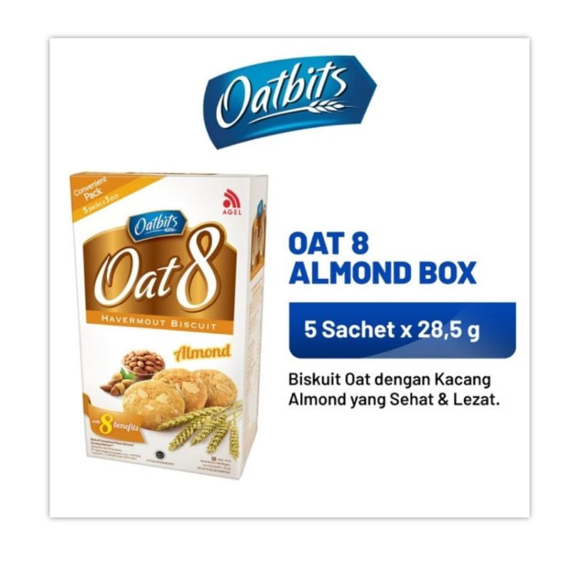 

Oatbits Oat 8 Almond Box isi 5 sachet Biskuit Oat