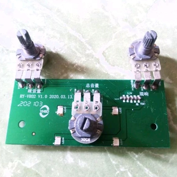 Saklar Potensio B50K Stereo Mixer Volume Mic Bass Echo RY-VR02 PCB Indikator Led