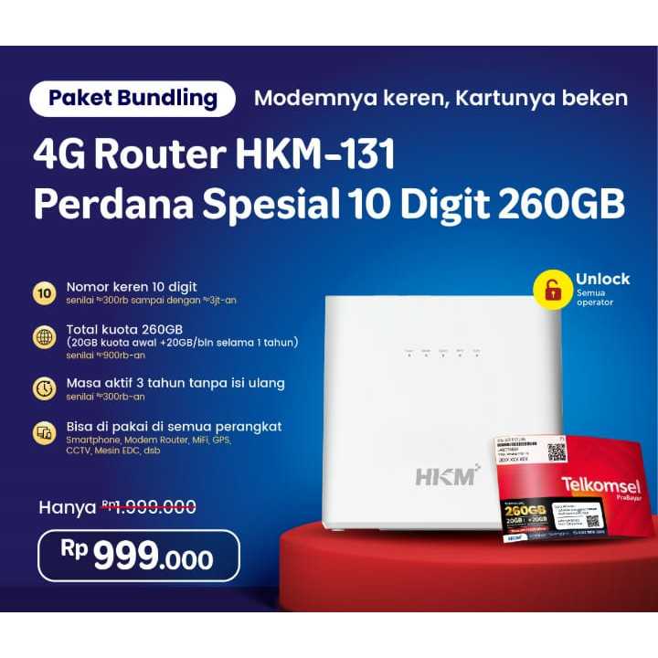 Paket Modem WiFi LTE Router HKM131 260GB