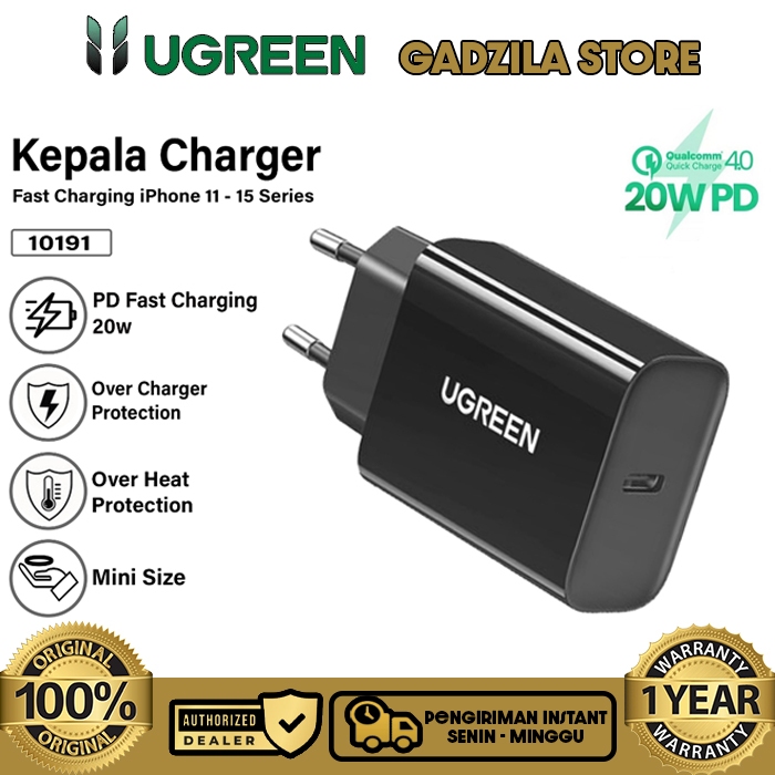 UGREEN Kepala Adaptor Charger 20W PD Wast Charger  USB MFI Type C Untuk Iphone 11 12 13 Pro Max 1019
