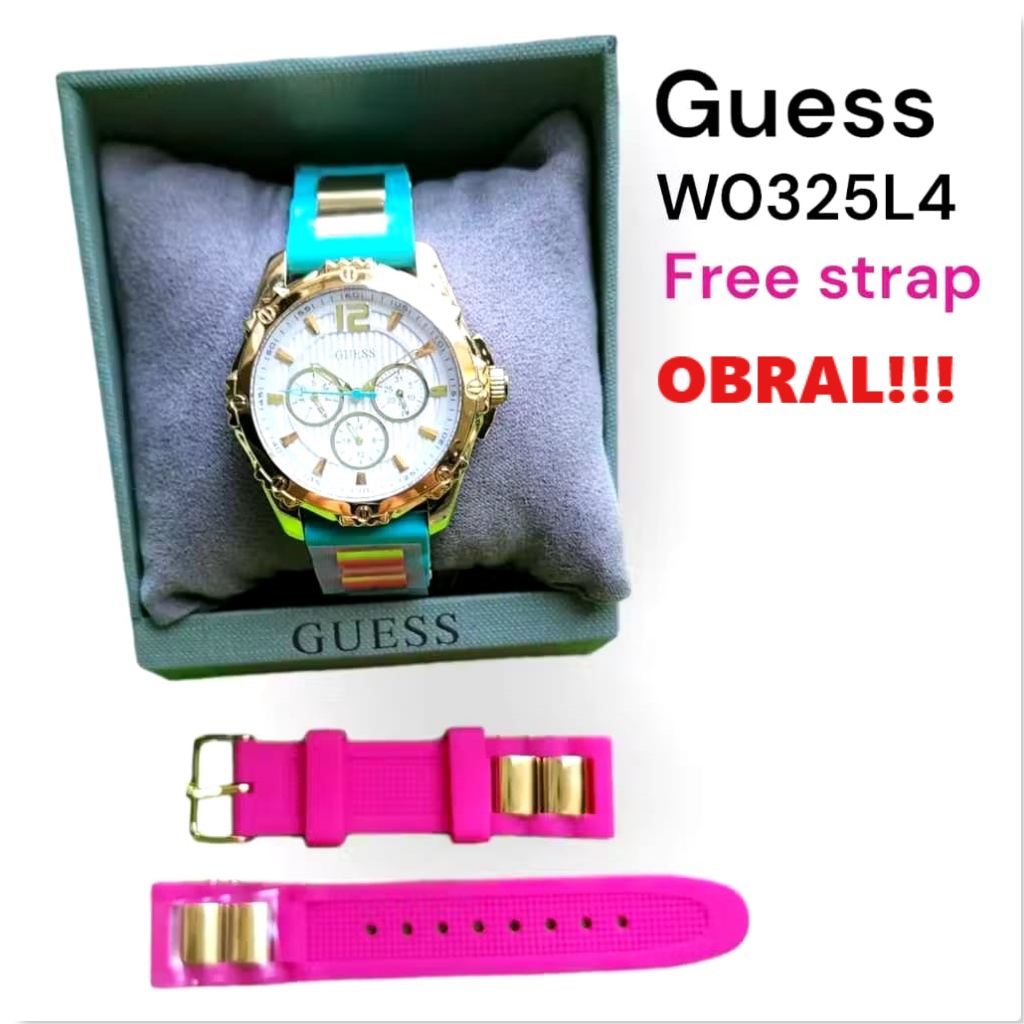 Guess Original W0325L2 W0325L3 W0325L4 Set Strap Rubber Jam Tangan Wanita