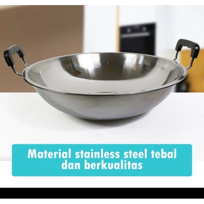 WAJAN STAINLESS KUPING 40CM/KUALI STAINLESS 40CM