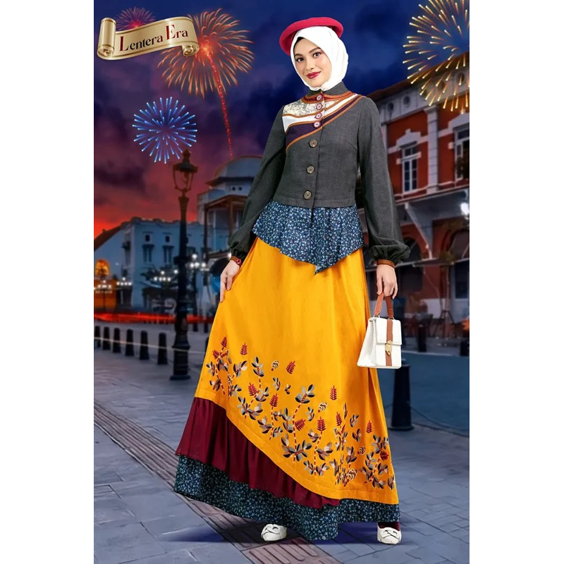 TUNEECA GAMIS XENA T-0724012 TUNEECA LENTERA ERA /GAMIS MUSLIMAH KEKINIAN MEWAH CANTIK PREMIUM BRAND